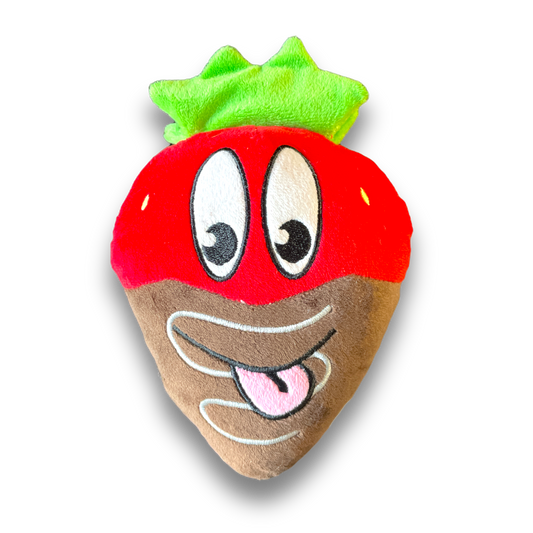 Chocolate Dipped Strawberry Plush Dog Toy