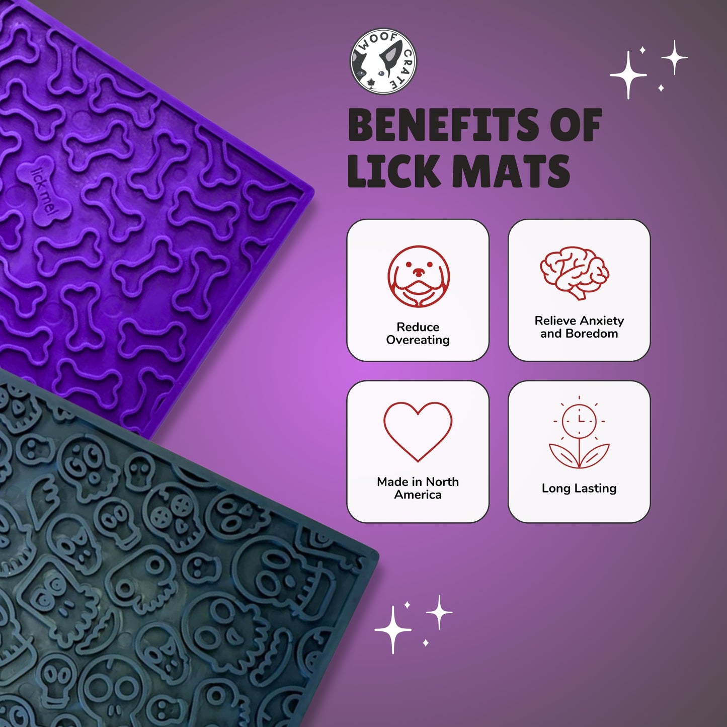 Dog Lick Mat Bundle Halloween | Purple Bones Design & Black Skulls Design