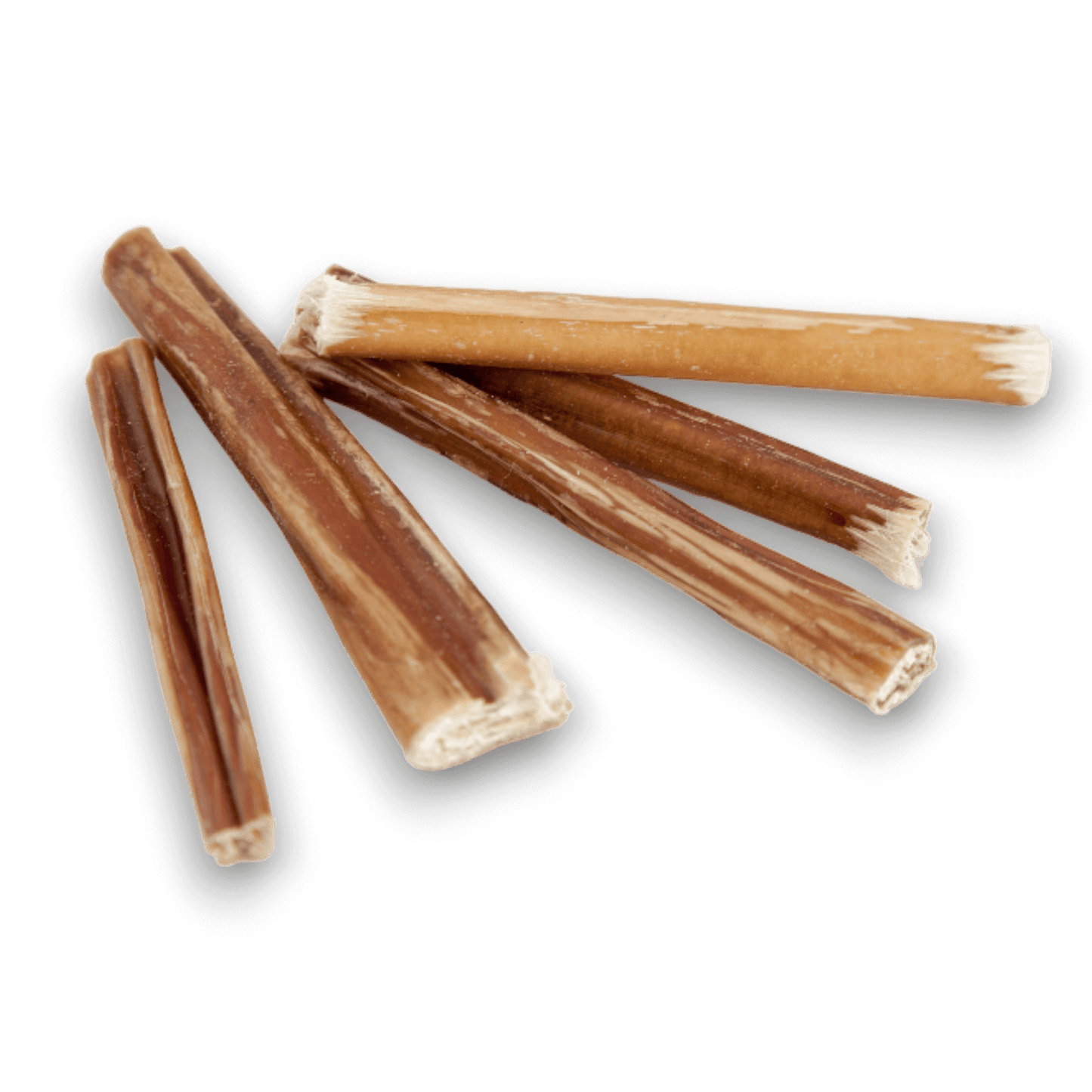 6 inch bully stick dog chews on a transparent background.