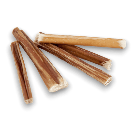 6 inch bully stick dog chews on a transparent background
