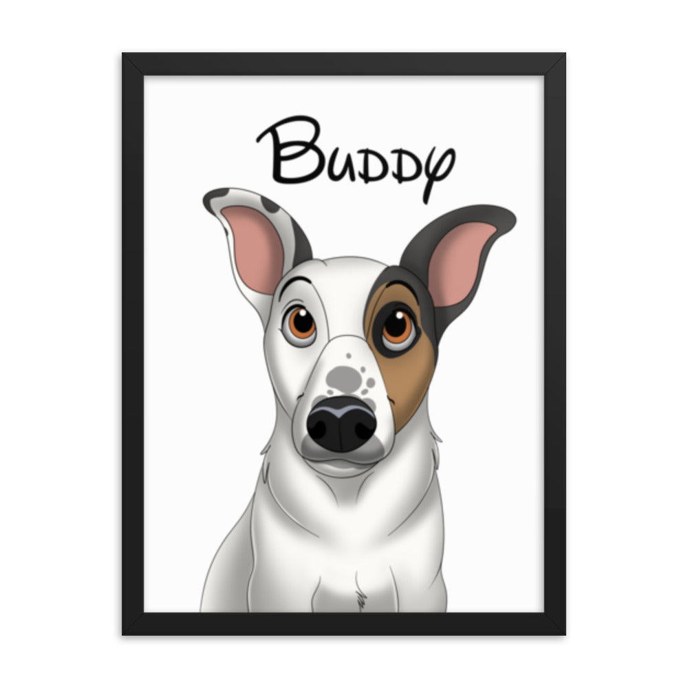 Custom Cartoon Pet Portrait Framed Print