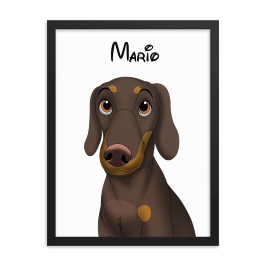 Custom Cartoon Pet Portrait Framed Print